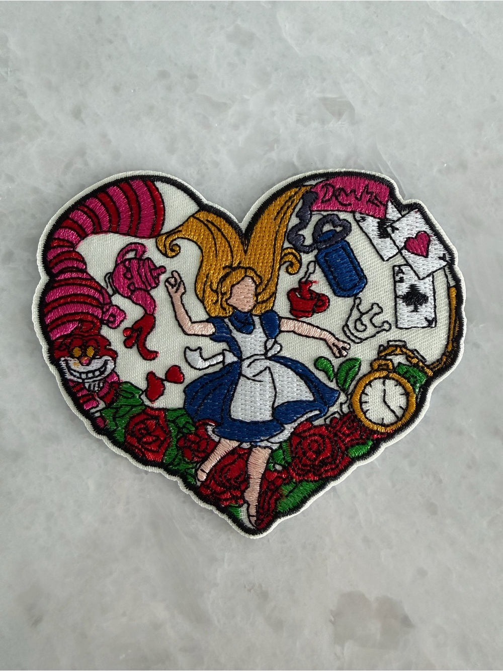 Alice in Wonderland Heart Patch - Multicolor Embroidered Patch